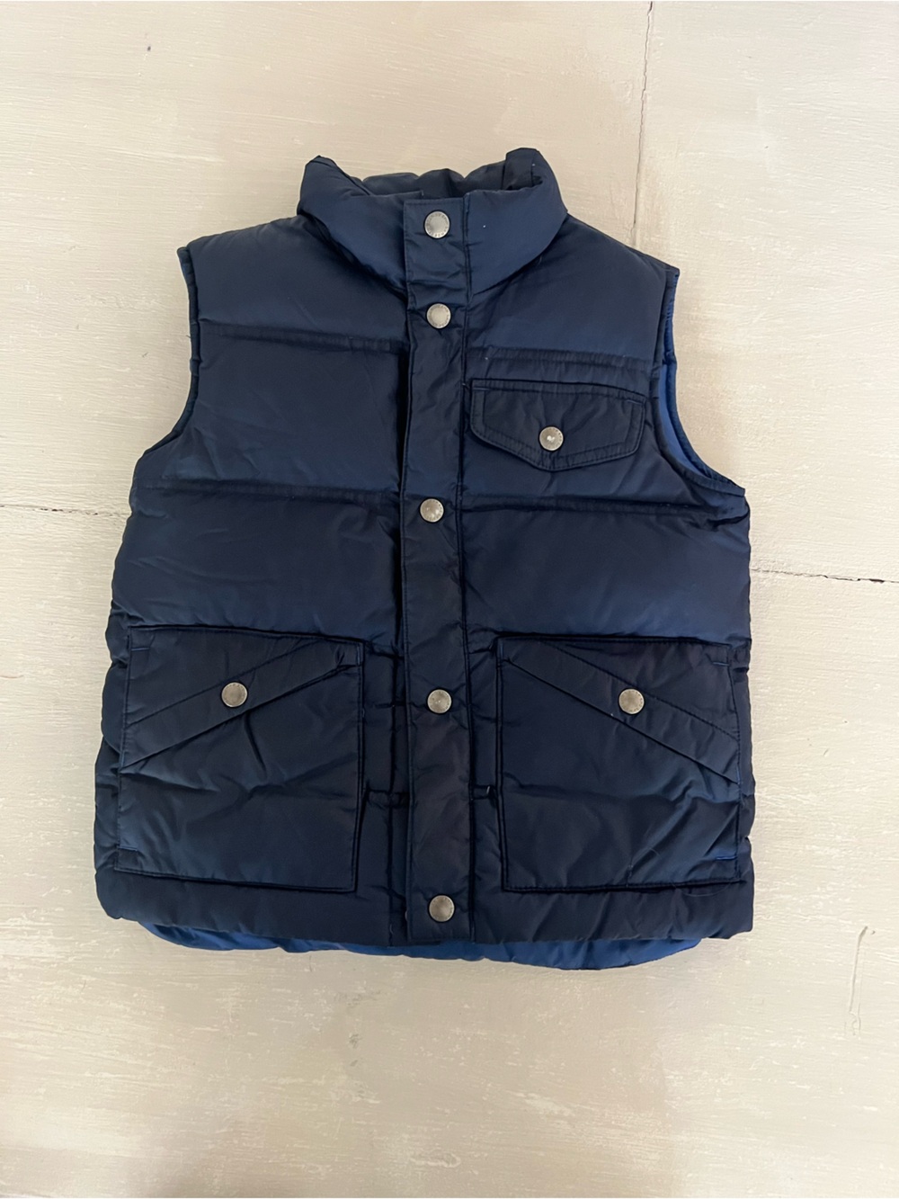 Lands’ End Kids Down Puffer Vest Navy Blue Size 5/6 Quilted Insulated